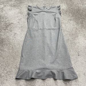 Old Navy Flutter Ruffle Sheath Dress Womens Large Gray Ponte Knit Stretch Work